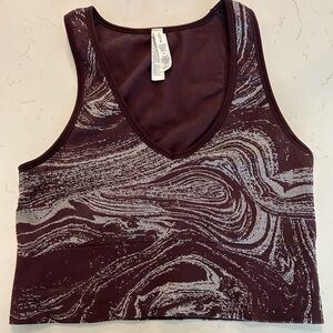 Athleta Aurora maroon and silver swirl tank top